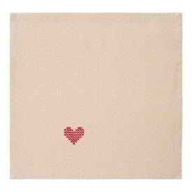 Red Heart Stitch Linen Cloth Fabric Napkin