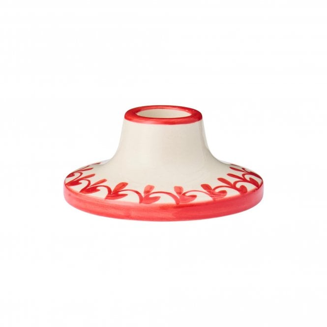 Ib Laursen Red Pattern Ceramic Candle Holder
