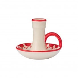 Red Pattern Edge Candle Holder with Handle