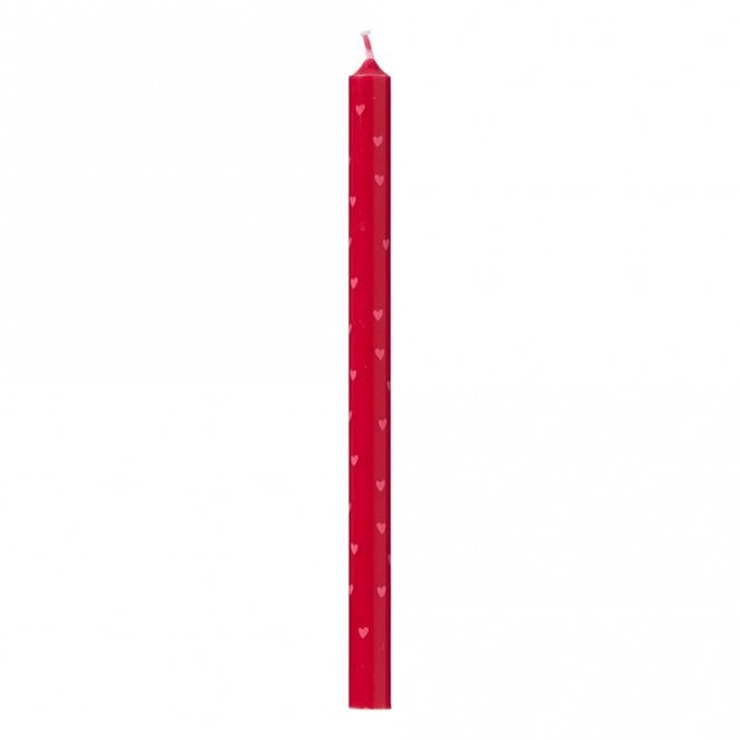 Ib Laursen Red with Pink Hearts Taper Candle