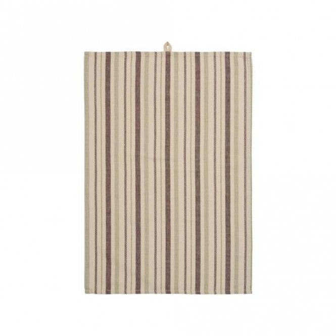 Ib Laursen Sabrina Brown and Green Stripe Tea Towel