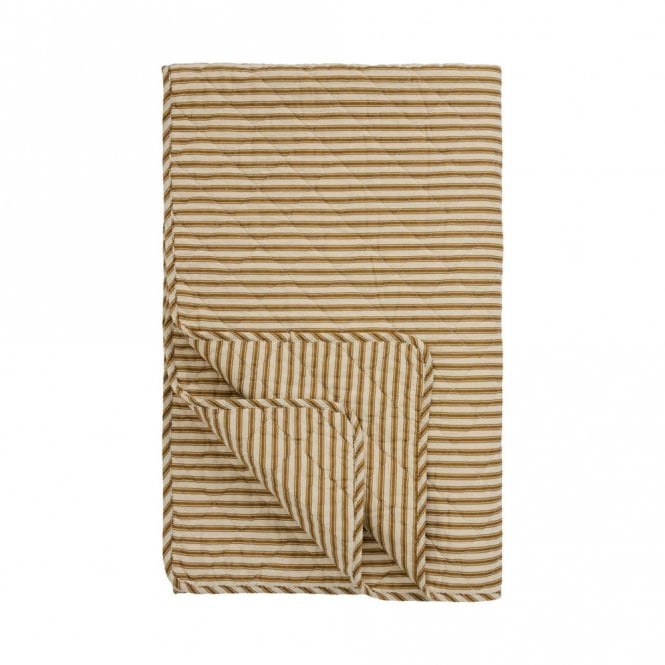 Ib Laursen Sand with Ochre Green Stripes Quilted Throw