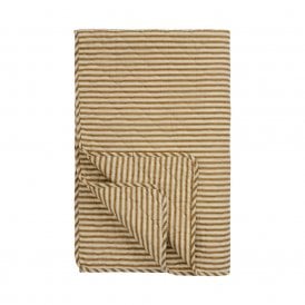 Sand with Ochre Green Stripes Quilted Throw