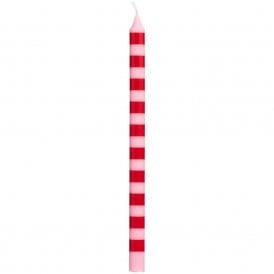 Stripe Red and Pink Taper Candle