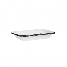 White Enamel Soap Dish with Draining Holes
