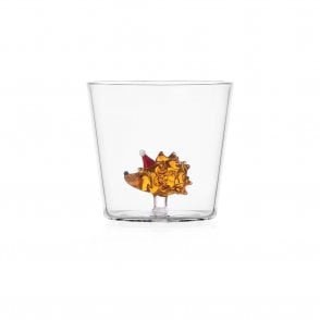 Hedgehog with Christmas Hat Glass Tumbler