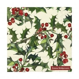 Emma Bridgewater Holly Cream Paper Cocktail Napkins