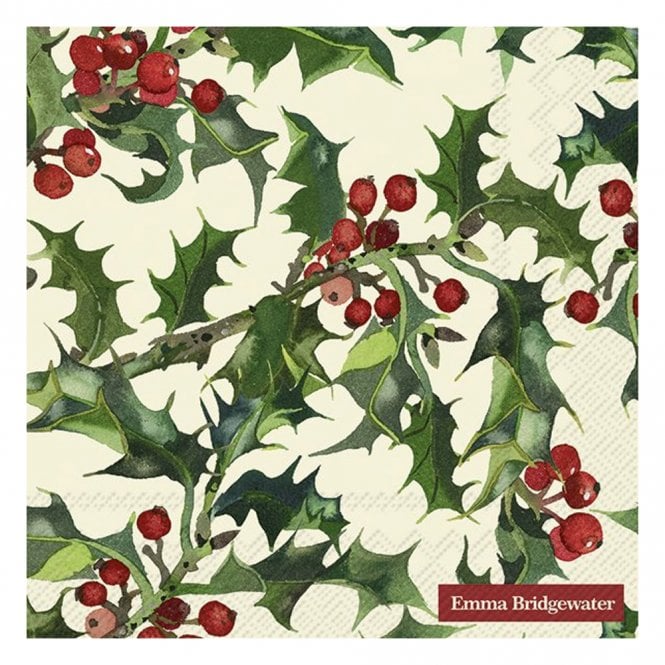 Ideal Home Range Emma Bridgewater Holly Cream Paper Lunch Napkins