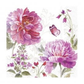 Jardine Rose White Cocktail Napkins