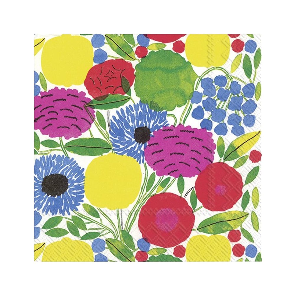 Ideal Home Papierservietten Mit Marimekko-Sitruunapuu-Muster – 3-lagig, Rosa, 20 Stück, Aus 100% Recyceltem Papier