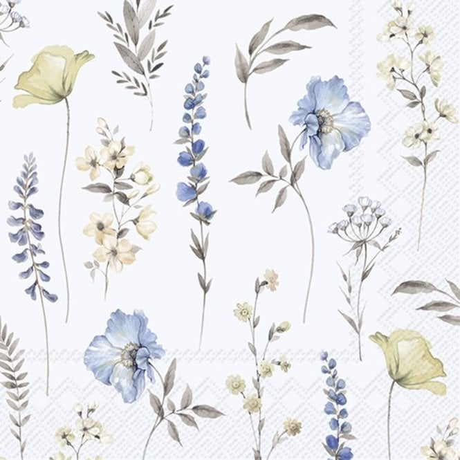 Ideal Home Range Softly Faded Blooms Light Blue Paper Lunch Napkins