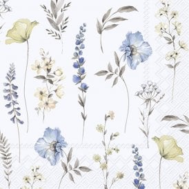 Softly Faded Blooms Light Blue Paper Lunch Napkins