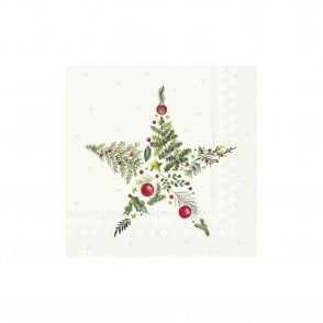 Star Christmas Branch Cocktail Paper Napkins