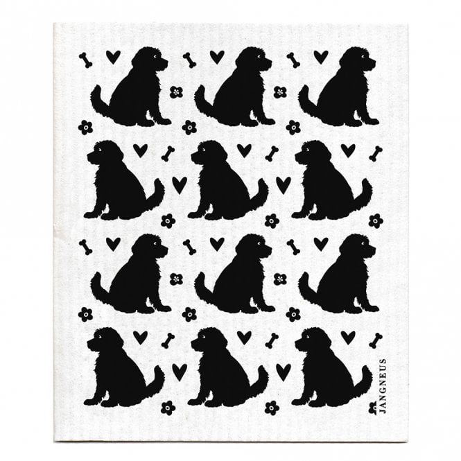 Jangneus Black Doodle Dog Swedish Dishcloth