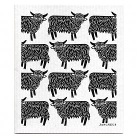 Black Highland Cow Swedish Dishcloth