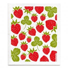 Red Strawberries Swedish Dishcloth