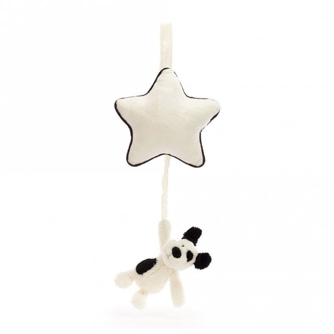 Jellycat Bashful Black & Cream Puppy Musical Pull