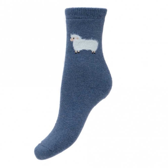 Gemjar Blue with Fluffy Sheep Wool Blend Socks