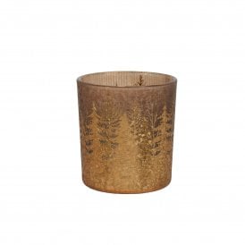 Bronze with Metallic Gold Trees Tealight Holder