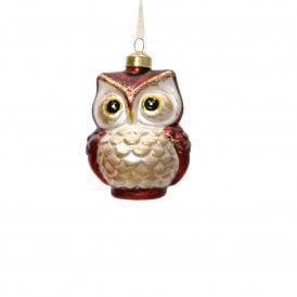 Brown Glitter Owl with Base Bauble