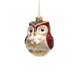 Brown Glitter Owl with Claws Bauble