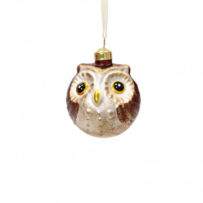 Kaemingk Brown Owl Glass Bauble
