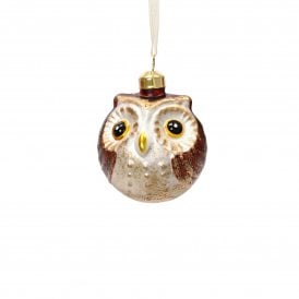 Brown Owl Glass Bauble