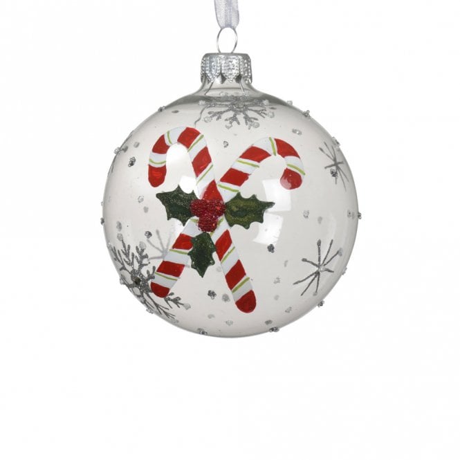 Kaemingk Candy Cane Transparent Glass Bauble