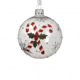 Candy Cane Transparent Glass Bauble