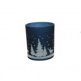 Dark Blue Glass Tealight Holder