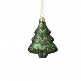 Green Christmas Tree with Glitter Branches Hanging Decoration