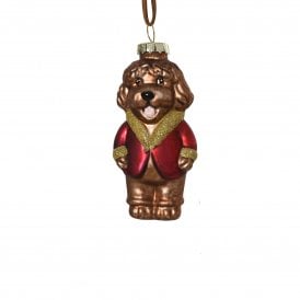 Labrador Red Jumper Glass Hanging Decoration