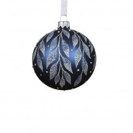 Matte Blue with Silver Leaf Bauble