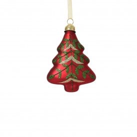 Merlot Christmas Tree with Glitter Branches Hanging Decoration