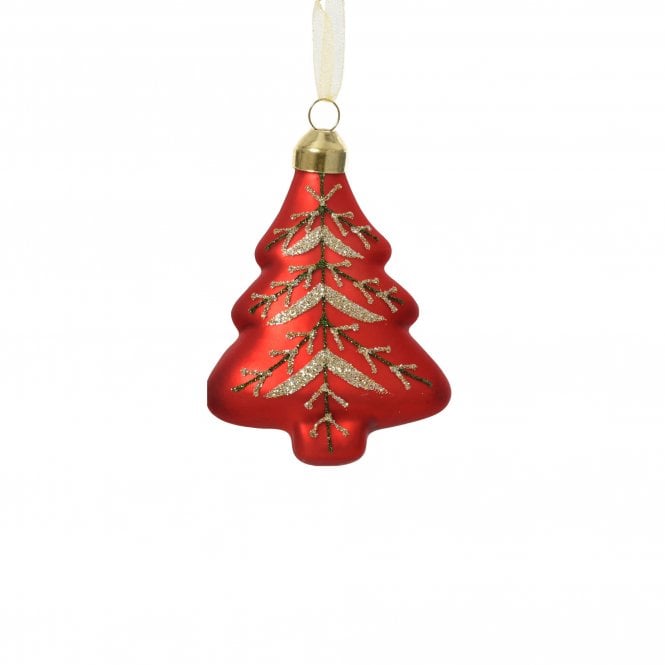 Kaemingk Red Christmas Tree with Glitter Branches Hanging Decoration