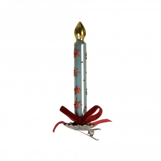 Kaemingk Red Star and Abstract Splat Clip On Candle Decoration