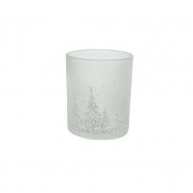 Winter White Glass Tealight Holder
