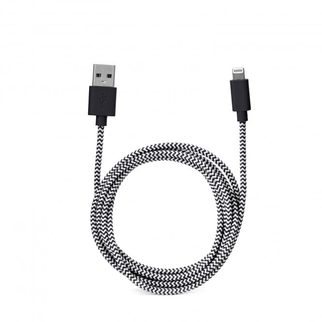 Kikkerland Black Chevron Cotton Braided Charging Cable