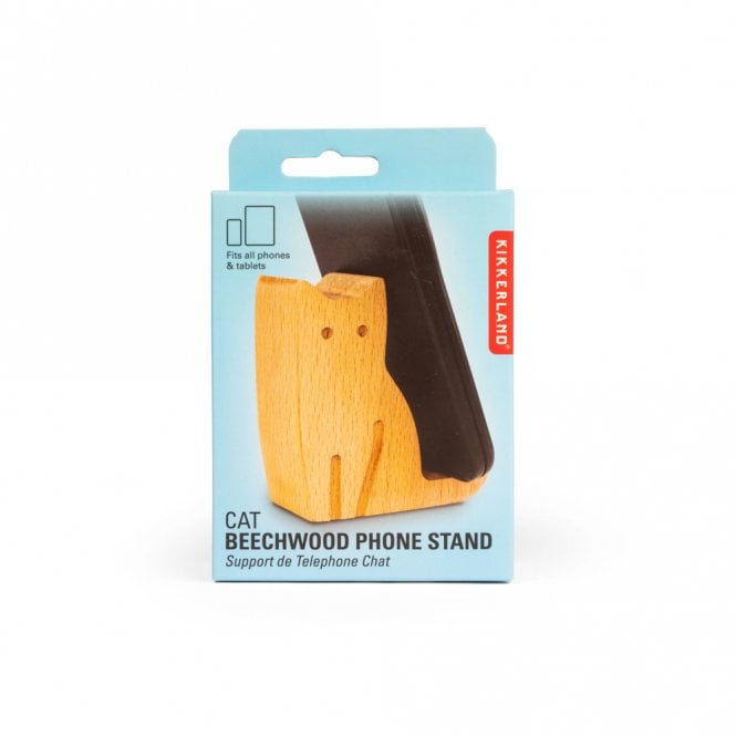 Kikkerland Cat Wooden Phone Stand