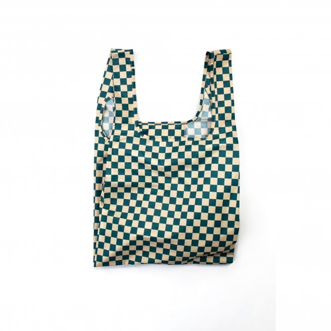 Kind Bag Teal Checkerboard Medium Reusable Bag