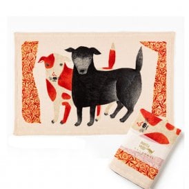 Morita MiW Black Dog Chalk and Red Spotted Dog Tea Towel