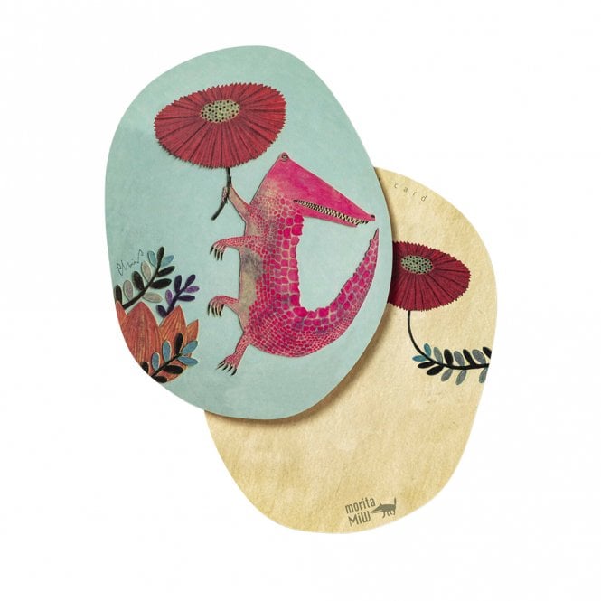 Kusubashi Mon-Ori Morita MiW Crocodile Holding a Flower Postcard