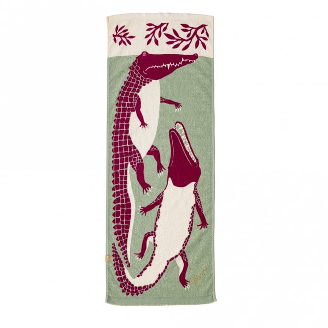 Kusubashi Mon-Ori Morita MiW Floating Crocodile Brothers Moss Green Hand Towel