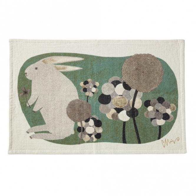 Kusubashi Mon-Ori Morita MiW Green Rabbit Tea Towel