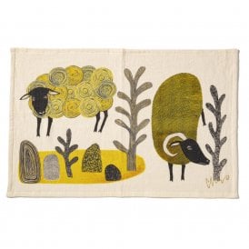Morita MiW Let's Come and Get It Yellow Sheep Tea Towel