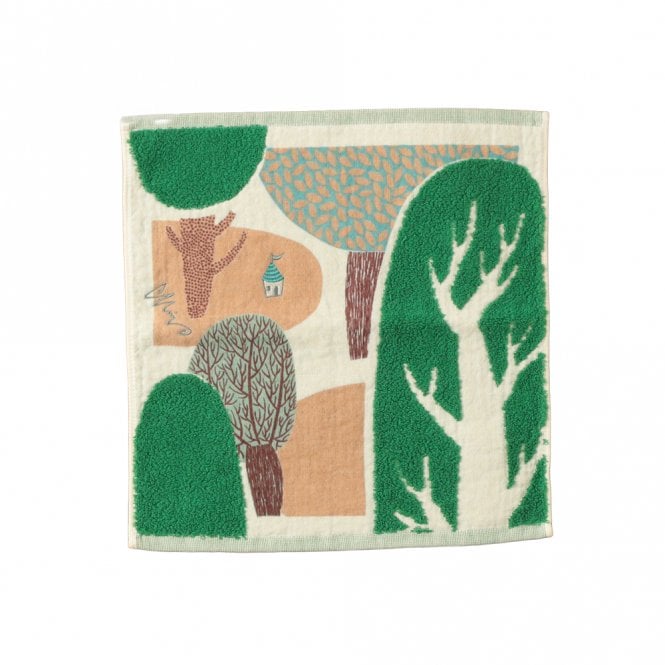 Kusubashi Mon-Ori Morita MiW My Home in the Forest Green Face Cloth