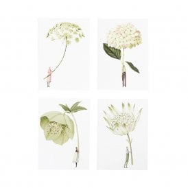 In Bloom Green Flowers Assorted Pack of 8 Notecards