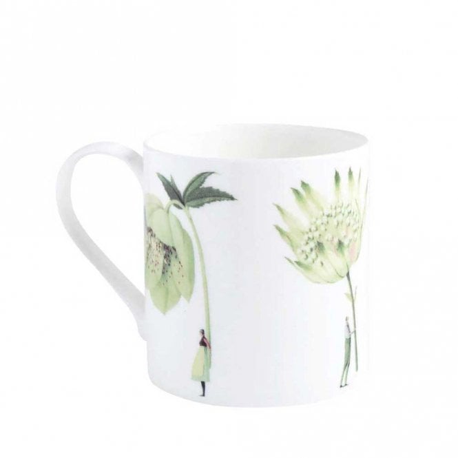 Laura Stoddart In Bloom Green Flowers Bone China Mug