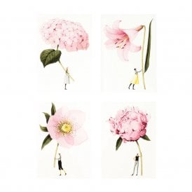 In Bloom Pink Flowers Assorted Pack of 8 Notecards