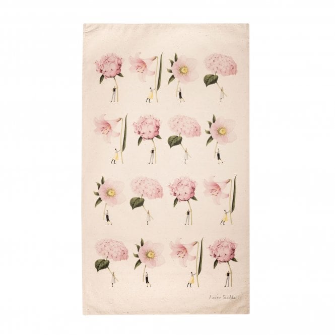Laura Stoddart In Bloom Pink Flowers Tea Towel
